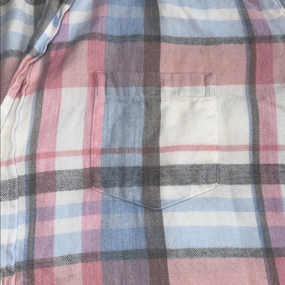 Frank & Eileen EILEEN Italian Cashmere-Touch Button Down in Pink/Blue Gray Plaid - Picture 5 of 8